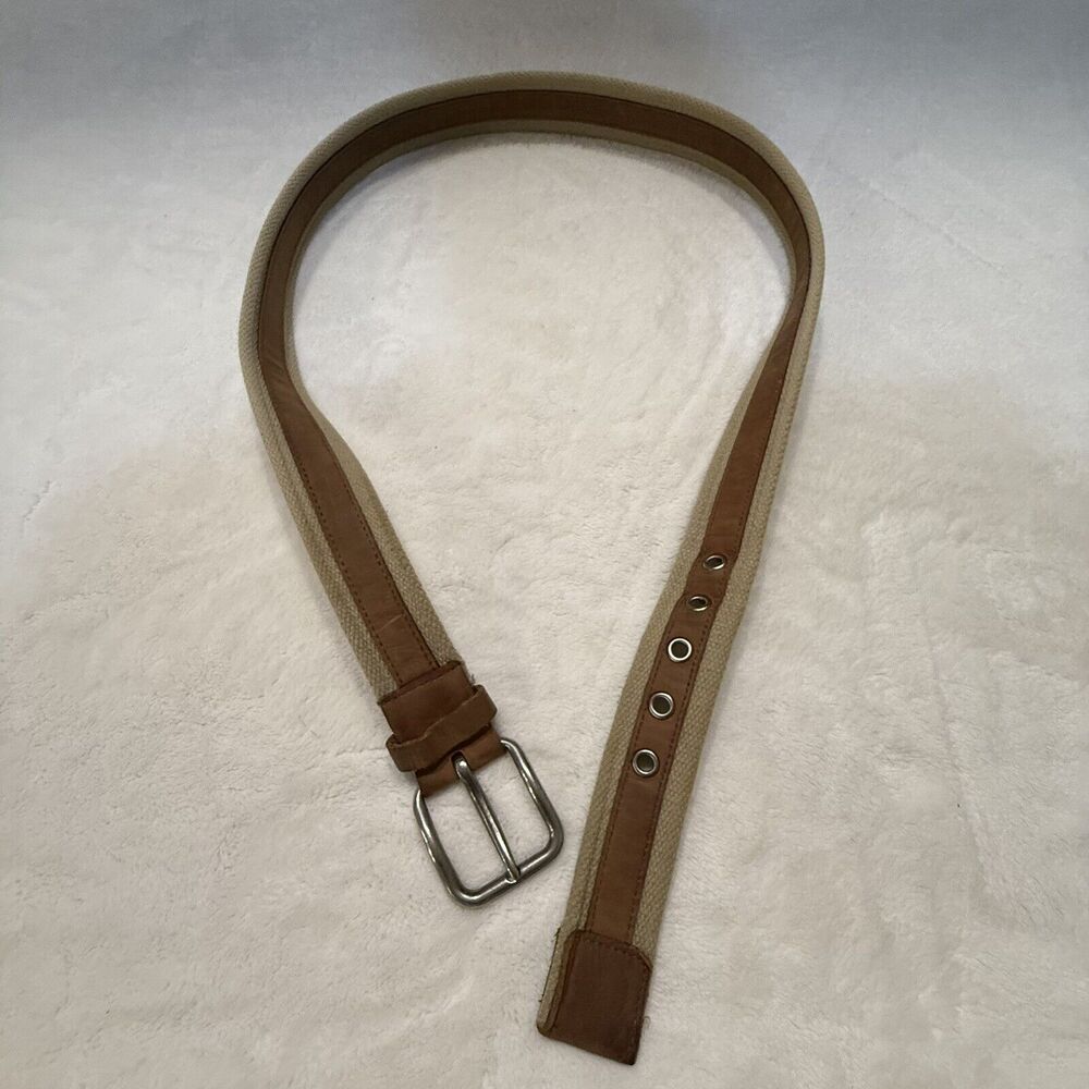 Unbranded Leather Canvas Utility Belt Made in USA Tan Brown Men’s 40